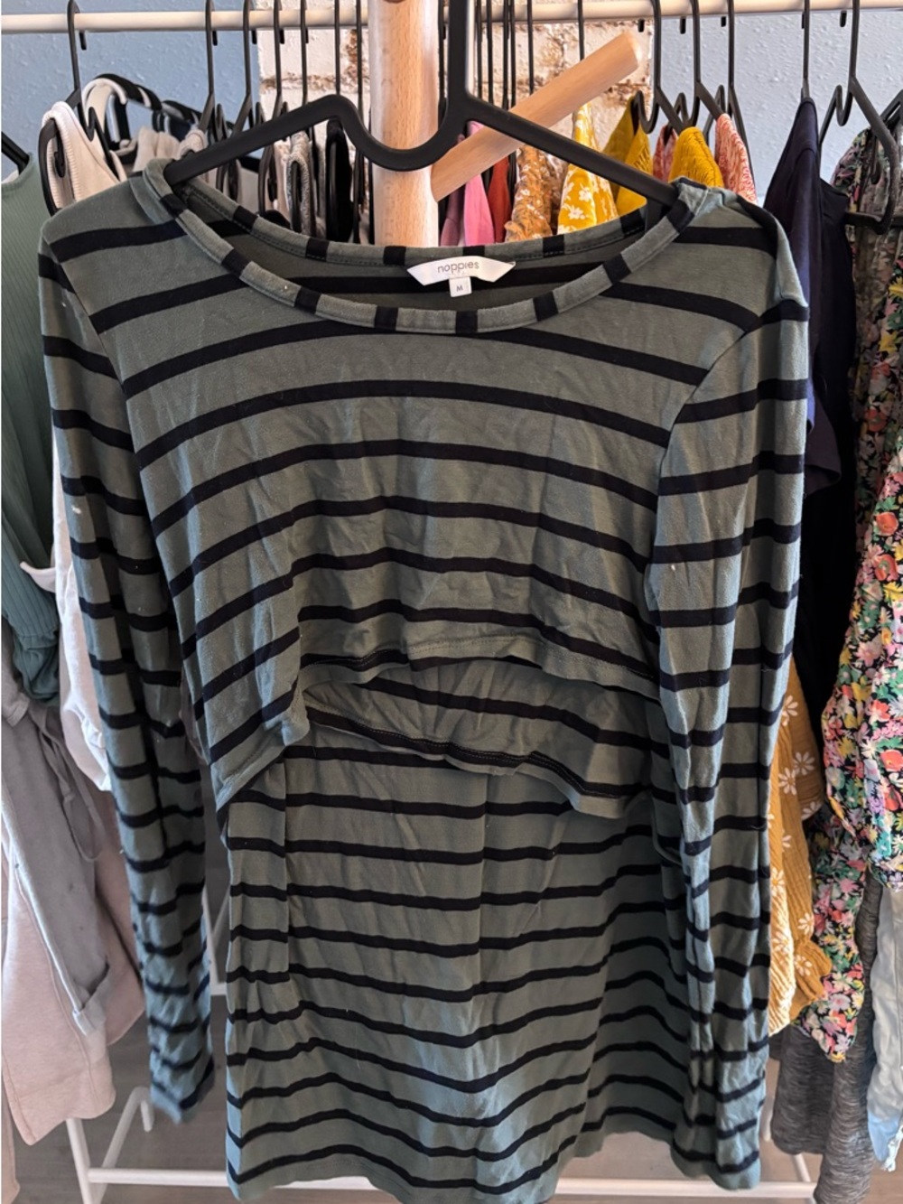 Noppies Olive & Black Striped Long Sleeve Nursing shirt